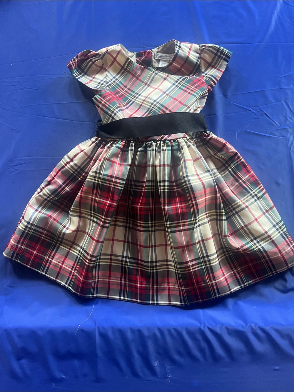 Ralph Lauren Red & Cream Plaid Dress with Black Waistband